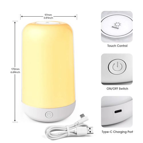 Bluetooth Smart Touch Bedside Table Lamp Dimmable RGB LED Night Light Rechargeable kids Desk Lamp Camping Room Atmosphere Decor