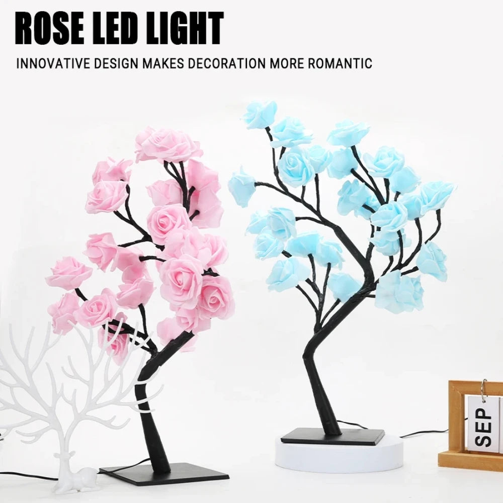 24 LED USB Rose Desk Lamp, Tree Lamp, Bedside Night Light, Give To Girlfriend, Mother's Day, Birthday Gift!
